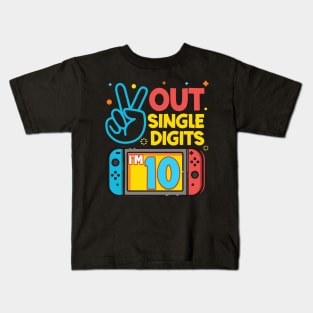 Peace Out Single Digits I'm 10 Gamer Tee 10th Birthday Boy Gift Peace Out Single Digits 10th Birthday Video Games copy Kids T-Shirt